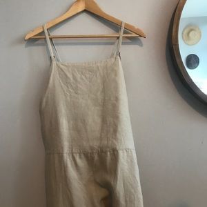 Vintage Oatmeal Linen Overalls